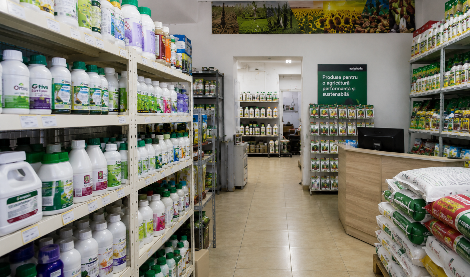 Rafturi fitofarmacie cu produse